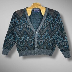 Vintage Barnaby‎ Cardigan Mens Medium 100% Acrylic Grandpa Sweater Preppy Casual